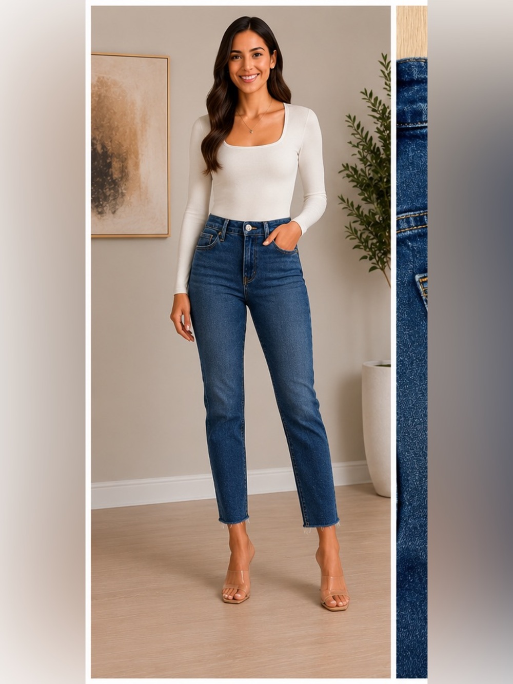 Good American High-Rise Straight Jeans - Dark Blue
